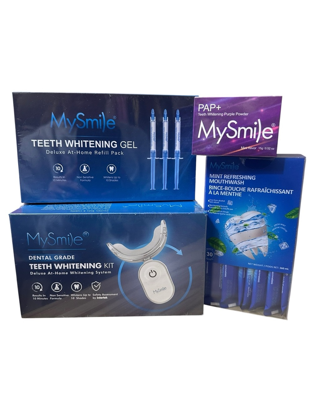 MySmile Teeth Whitening Kit & Gel Set with purple mint powder paste